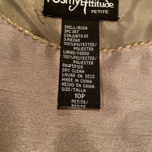 Positive Attitude 3 Piece Mother Of The Bride Dress  10P Beaded  Embroidered - Picture 7 of 10